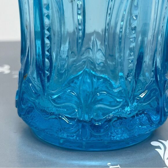 Jefferson Blue Glass Opalescent Iris with Meander Toothpick Holder - Picture 5 of 8